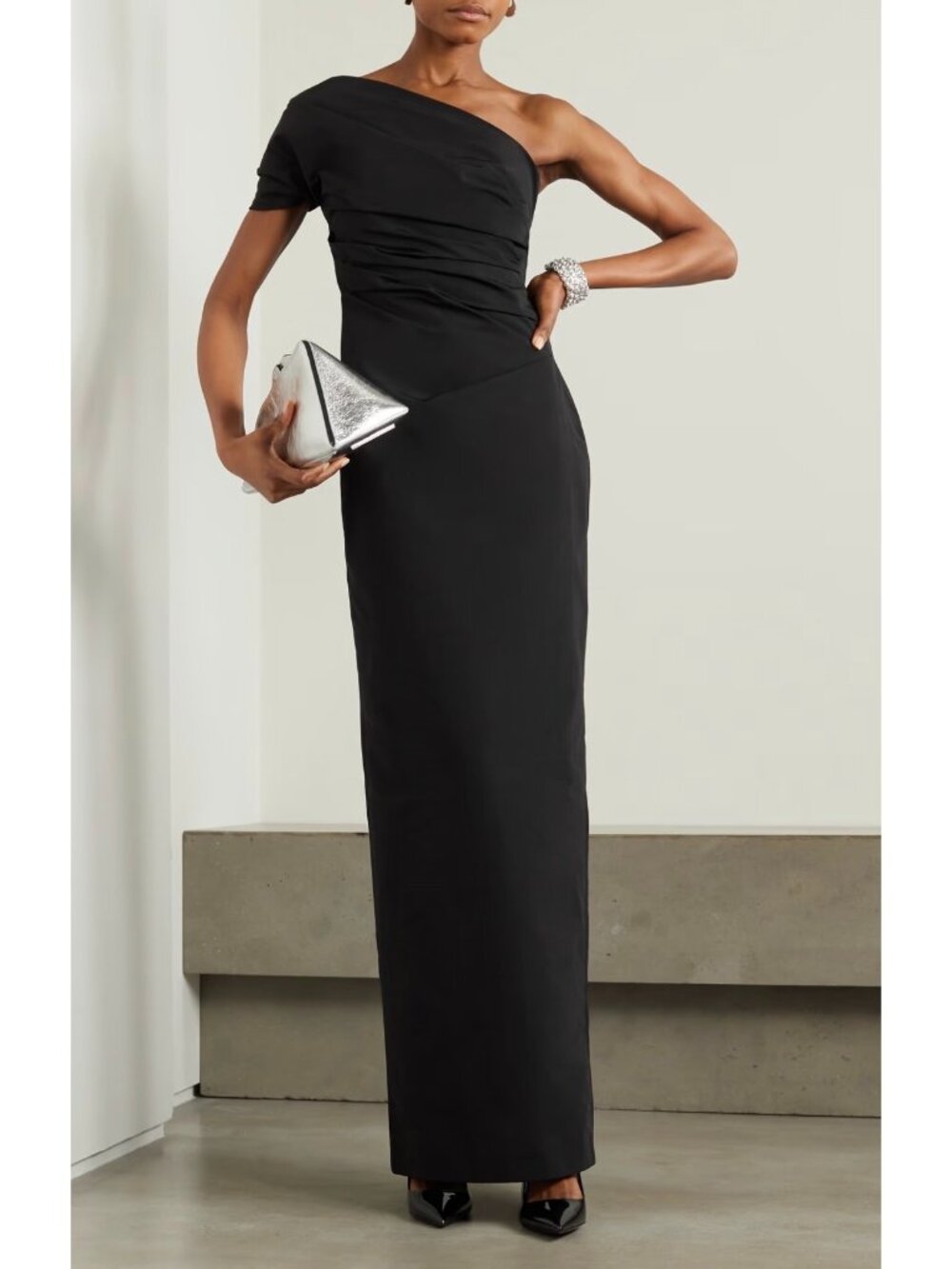 NWT 16Arlington 'Reatta' One Shoulder Gathered Waist Gown Sz US 8 UK 12 ($1580)